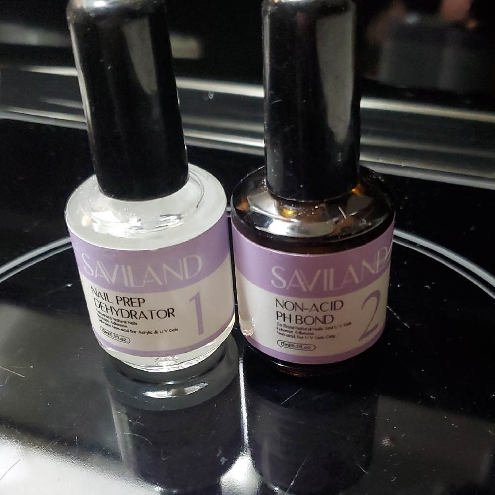 Nail Prep Dehydrator and Non-Acid PH Bond Set - Clear and Purple